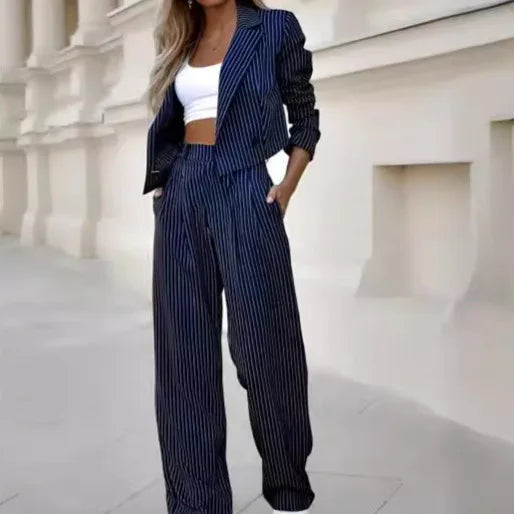 Blazer Croisé et Pantalons Droits zippés pour Femmes