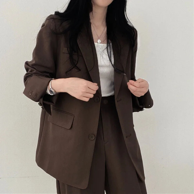 Blazer à Manches Longues et Pantalon Coordonné pour Femmes