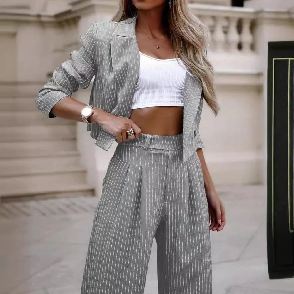 Blazer Croisé et Pantalons Droits zippés pour Femmes