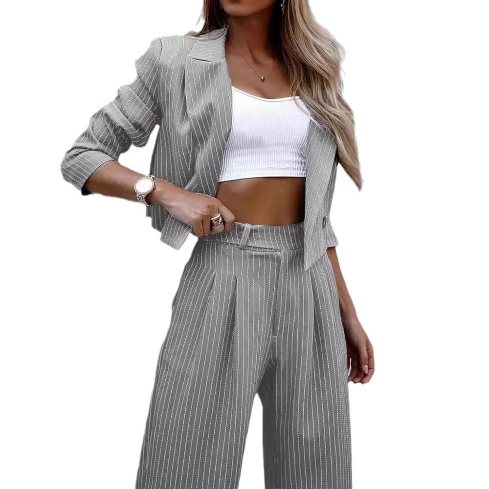 Blazer Croisé et Pantalons Droits zippés pour Femmes